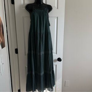 Cost Plus World Market Forest Green Tiered Maxi Dress